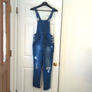 Jean Distressed Overalls